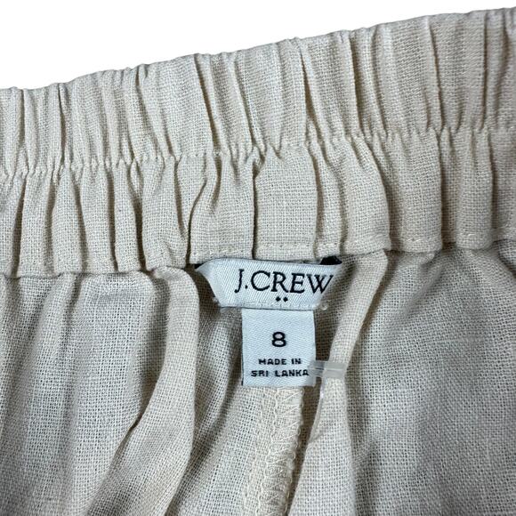 J CREW Factory Cream White Waist Tie Paperbag Pull On Shorts Size 8 Linen Blend - Picture 4 of 4